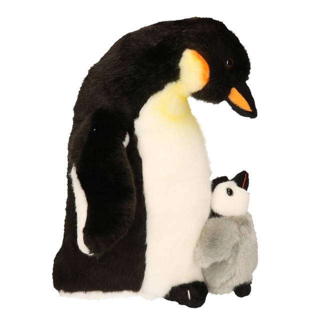 Knuffel Koningspinguin met baby 32 cm - Vogel knuffels