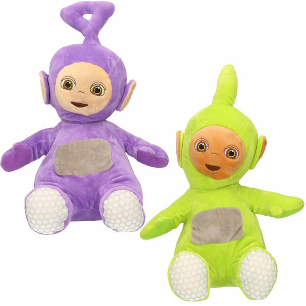 Set van 2x pluche Teletubbies speelgoed knuffels Tinky Winky en Dipsy 34 cm - Knuffelpop