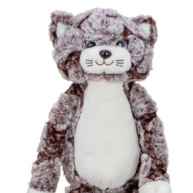 Pluche kat/poes knuffel - extra lange armen en benen - bruin - 50 cm - Knuffel huisdieren