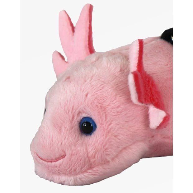 Cornelissen Pluche knuffeldier Axolotl sleutelhanger - roze - 10 cm - Waterdieren thema - Knuffeldier