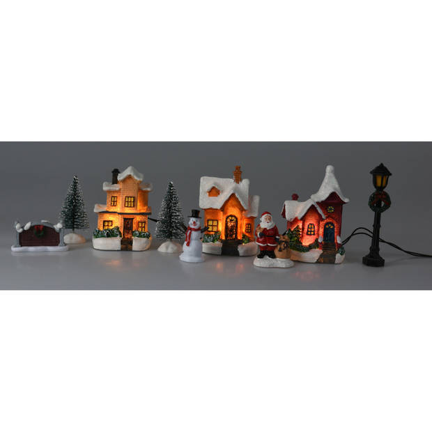 Christmas Decoration Kerstdorp landschap accessoires - 10-dlg - met led - Kerstdorpen