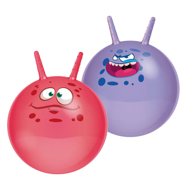 Skippyballen Funny Faces - set van 2 - 45 cm - buitenspeelgoed voor kleine kinderen - Skippyballen