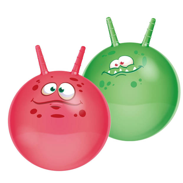 Skippyballen Funny Faces - set van 2 - 45 cm - buitenspeelgoed voor kleine kinderen - Skippyballen