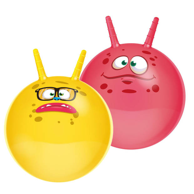 Skippyballen Funny Faces - set van 2 - 45 cm - buitenspeelgoed voor kleine kinderen - Skippyballen