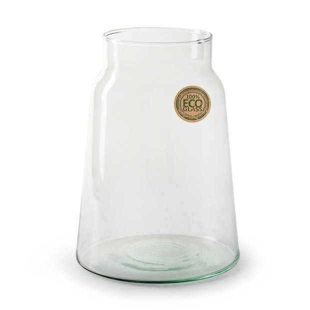 Bloemenvaas - Eco glas transparant - H25 x D14.5 cm - Vazen