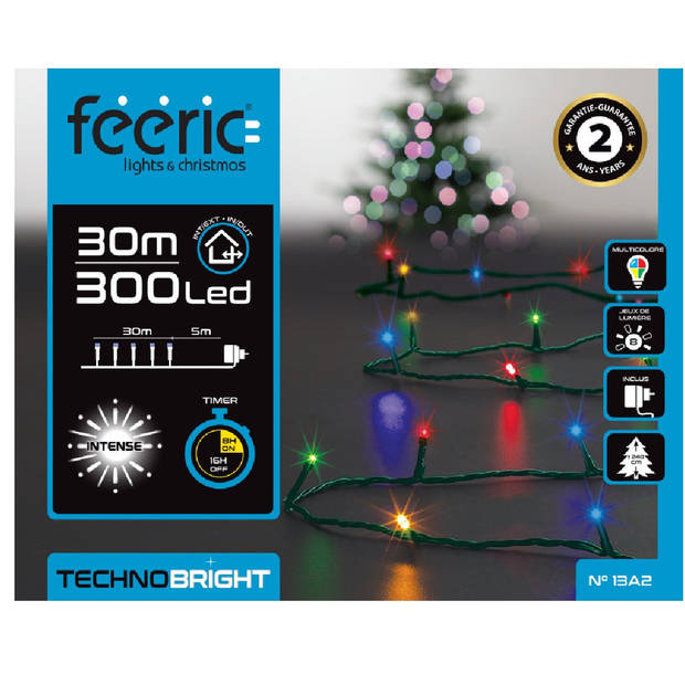 Feeric lights kerstverlichting - gekleurd - 30 meter - 300 leds - Kerstverlichting kerstboom