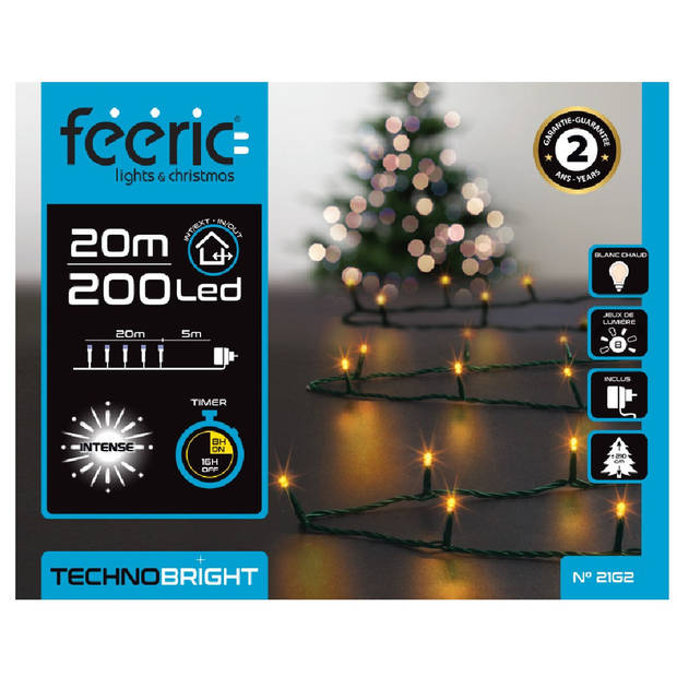 Feeric lights kerstverlichting - warm wit - 20 meter - 200 leds - Kerstverlichting kerstboom