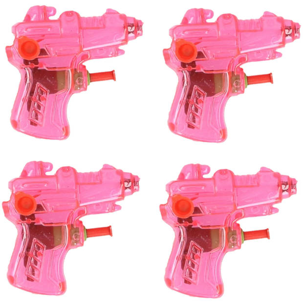 Mini waterpistool - 4x - roze - kunststof - 8 centimeter - zomer speelgoed - Waterpistolen