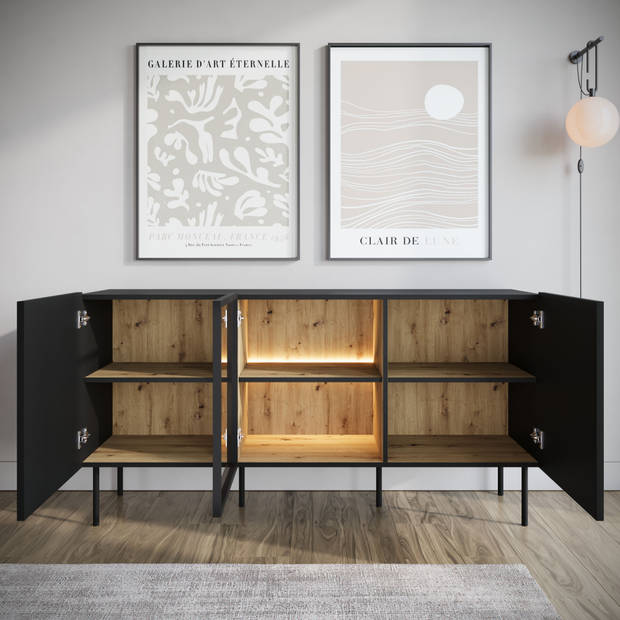 Meubella Dressoir Zone - Zwart - 150 cm