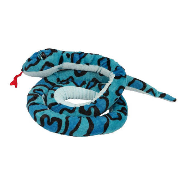 Pia Toys Knuffeldier Boomslang - zachte pluche stof - blauw - kwaliteit knuffels - 250 cm - Knuffeldier