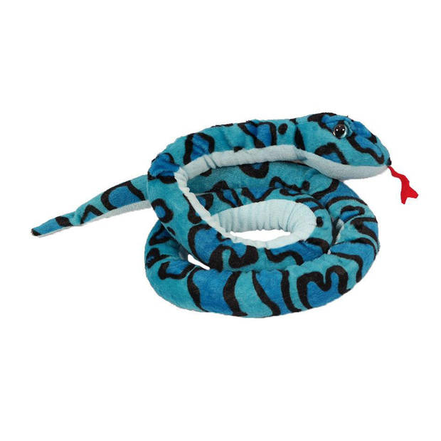 Pia Toys Knuffeldier Boomslang - zachte pluche stof - blauw - kwaliteit knuffels - 250 cm - Knuffeldier