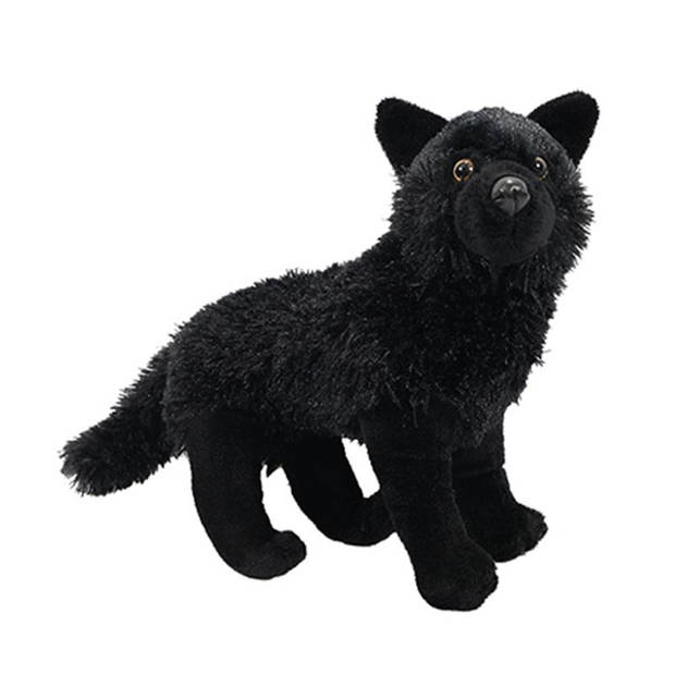 Pia Toysknuffeldier Wolf - zachte pluche stof - zwart - kwaliteit knuffels - 30 cm - Knuffeldier