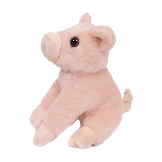 Pia Toys Knuffeldier Varken/biggetje - roze - pluche stof - premium kwaliteit knuffels - 12 cm - Knuffel boederijdieren