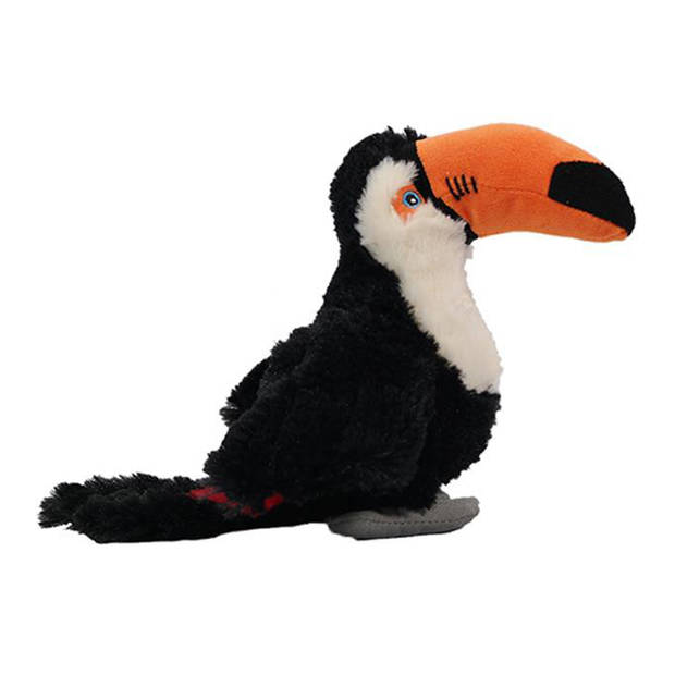 Pia Toys Knuffeldier Toekan - zachte pluche stof - zwart/oranje - kwaliteit knuffels - 20 cm - Vogel knuffels