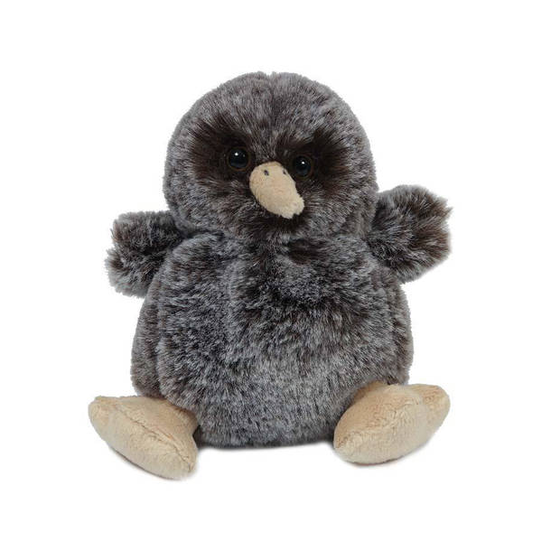 Pia Toys Knuffeldier Kiwi vogel - zachte pluche stof - donkergrijs - kwaliteit knuffels - 11 cm - Vogel knuffels