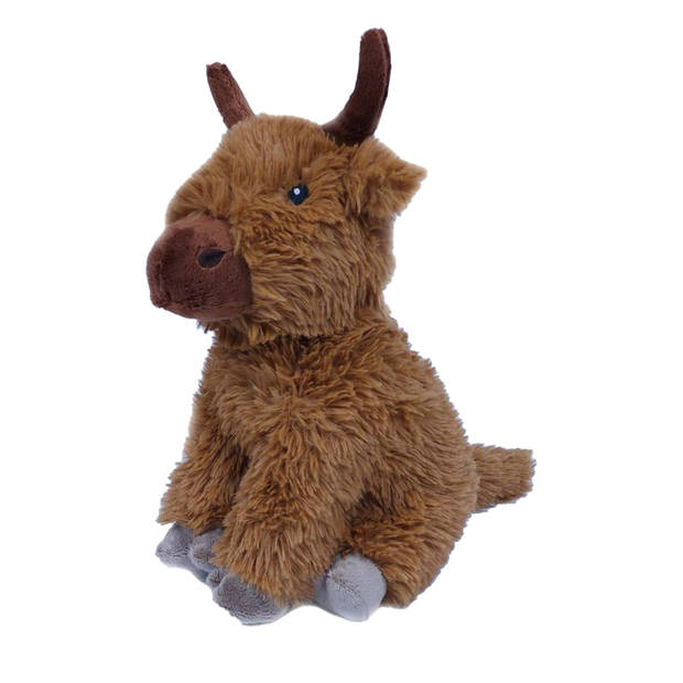 Pia Toys Knuffeldier Schotse Hooglander Koe - pluche stof - kwaliteit knuffels - bruin - 25 cm - Knuffel boederijdieren