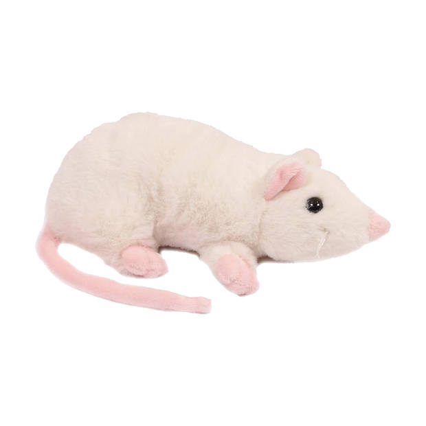 Pia Toys Knuffeldier Muis - zachte pluche stof - premium kwaliteit knuffels - wit - 18 cm - Knuffel boederijdieren