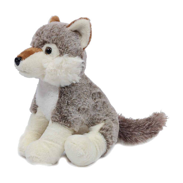 Pia Toysknuffeldier Wolf - zachte pluche stof - grijs - kwaliteit knuffels - 25 cm - Knuffeldier