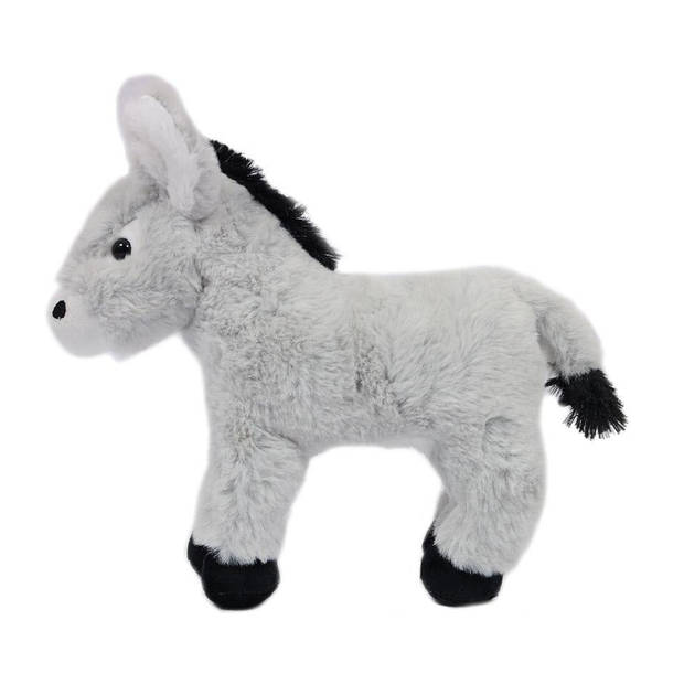 Pia Toys Knuffeldier Ezel - pluche stof - premium kwaliteit knuffels - grijs - 22 cm - Knuffel boederijdieren