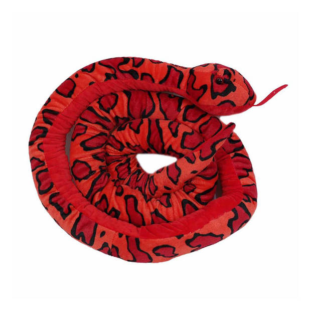 Pia Toys Knuffeldier Boomslang - zachte pluche stof - rood - kwaliteit knuffels - 250 cm - Knuffeldier