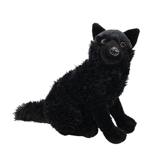 Pia Toysknuffeldier Wolf - zachte pluche stof - zwart - kwaliteit knuffels - 26 cm - Knuffeldier