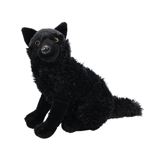 Pia Toysknuffeldier Wolf - zachte pluche stof - zwart - kwaliteit knuffels - 26 cm - Knuffeldier