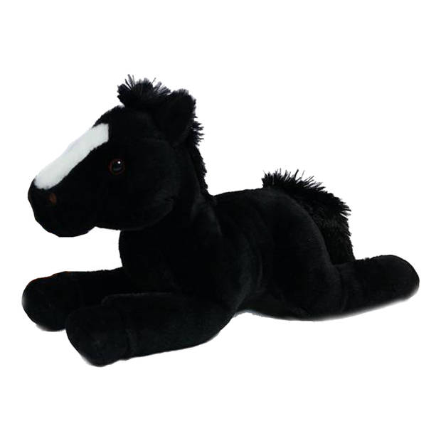 Pia Toys Knuffeldier Paard - pluche stof - premium kwaliteit knuffels - zwart - 35 cm - Knuffel boederijdieren