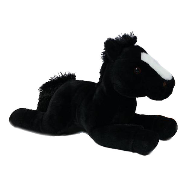 Pia Toys Knuffeldier Paard - pluche stof - premium kwaliteit knuffels - zwart - 35 cm - Knuffel boederijdieren