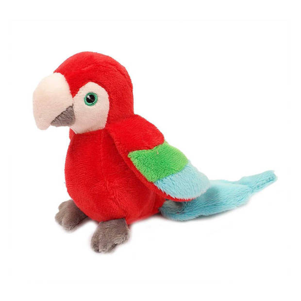 Pia Toys Knuffeldier Papegaai - pluche stof - premium kwaliteit knuffels - rood - 12 cm - Vogel knuffels