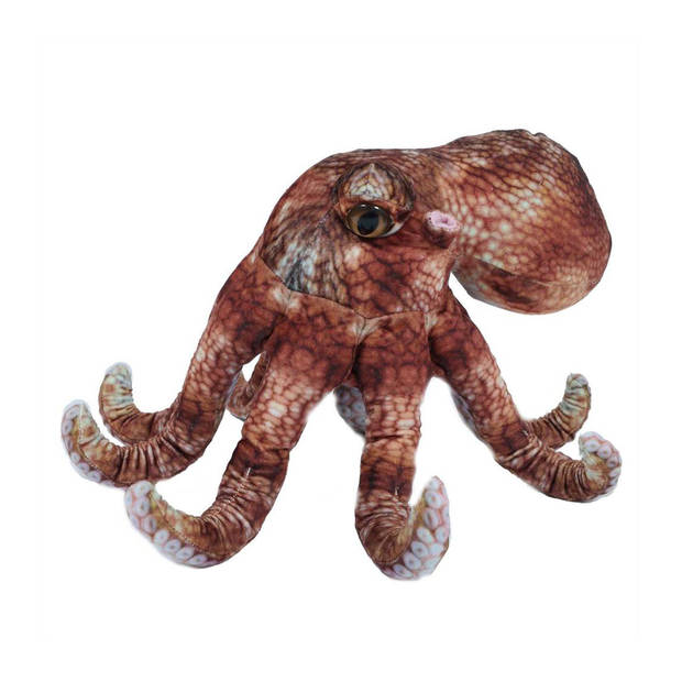 Pia Toys Knuffeldier Inktvis/octopus - zachte pluche stof - premium kwaliteit knuffels - bruin - 30 cm - Knuffel zeedier