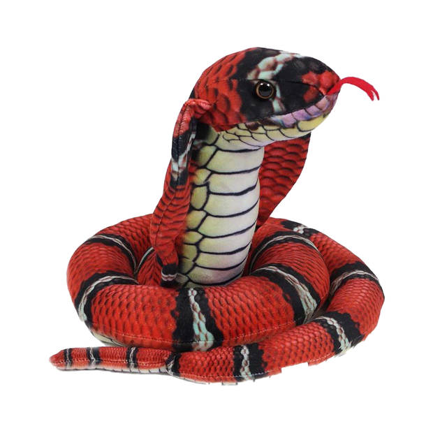 Pia Toys Knuffeldier Cobra slang - zachte pluche stof - rood - kwaliteit knuffels - 120 cm - Knuffeldier