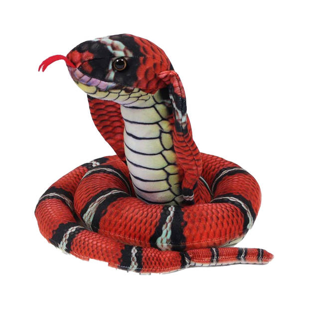 Pia Toys Knuffeldier Cobra slang - zachte pluche stof - rood - kwaliteit knuffels - 120 cm - Knuffeldier