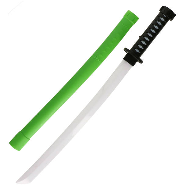 Atosa lichtgevend Ninja zwaard - verkleed speelgoed - 68 cm - kunststof - groen - kind/adults - Verkleedattributen