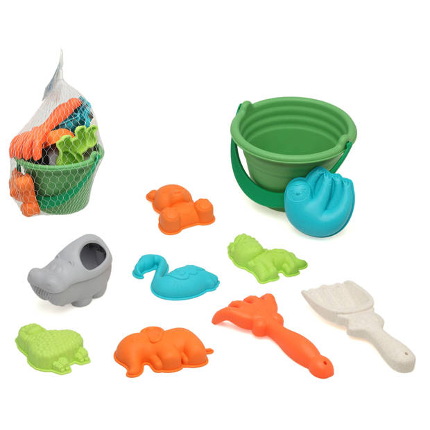 Atosa Strand/zandbak speelgoed set - emmer/schepjes met vormpjes - plastic - dieren thema - Zandspeelsets