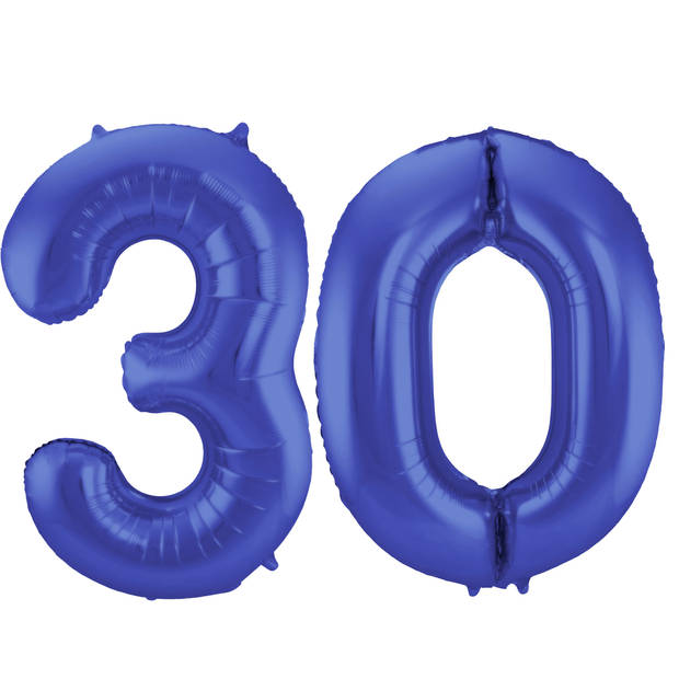 Leeftijd feestartikelen/versiering grote folie ballonnen 30 jaar paars 86 cm - Ballonnen