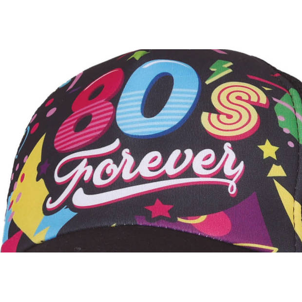 Fiestas Foute 80s/90s print party pet - zwart - jaren 80/90 verkleed accessoires - volwassenen onze size - Verkleedhoofd