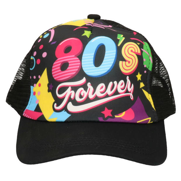 Fiestas Foute 80s/90s print party pet - zwart - jaren 80/90 verkleed accessoires - volwassenen onze size - Verkleedhoofd