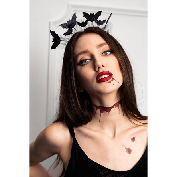 PartyDeco vleermuizen diadeem/tiara - zwart - kunststof - Halloween thema - Verkleedhoofddeksels