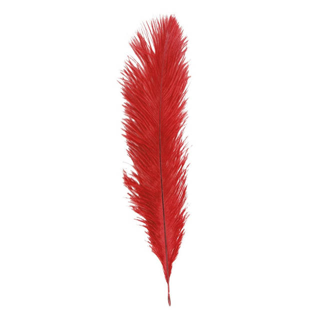 Chaks Struisvogelveer/sierveer - rood - 55-60 cm - decoratie/hobbymateriaal - Verkleedveren