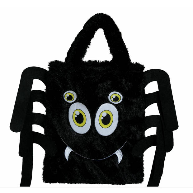 Fiestas Guirca Trick or treat snoeptas - spin - zwart - 19 x 23 cm - Feestdecoratievoorwerp