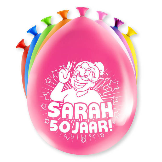 16x stuks Sarah/50 jaar feest ballonnen - diverse kleuren - latex - ca 30 cm - Ballonnen