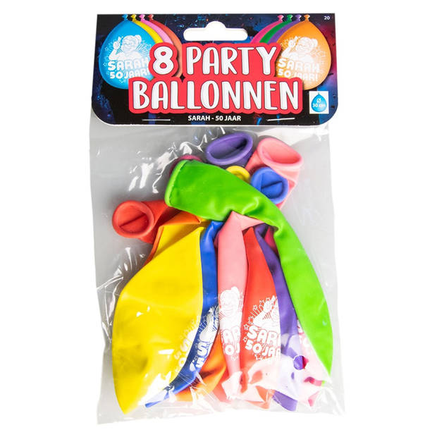 16x stuks Sarah/50 jaar feest ballonnen - diverse kleuren - latex - ca 30 cm - Ballonnen