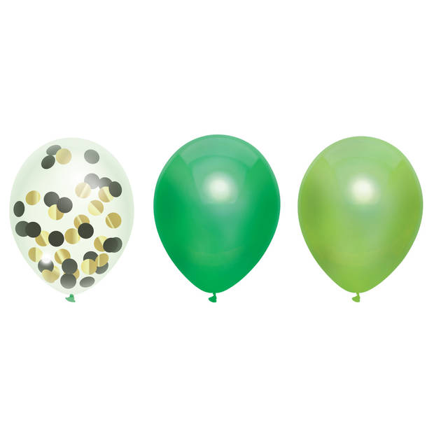 Feestversiering groen-kleuren-mix thema ballonnen 18x stuks 30 cm - Ballonnen