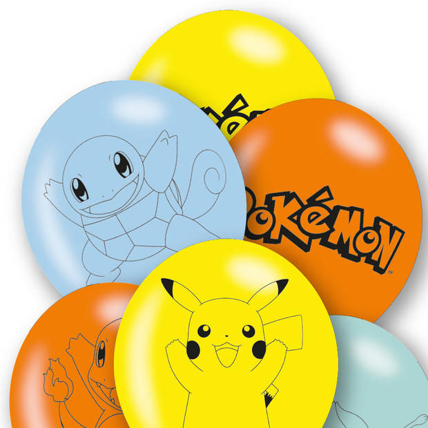 Amscan Pokemon themafeest verjaardag ballonnen - 6x - latex - 28 cm - Ballonnen