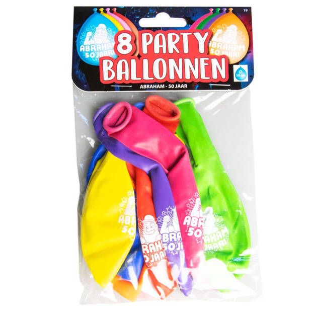 16x stuks Abraham/50 jaar feest ballonnen - diverse kleuren - latex - ca 30 cm - Ballonnen