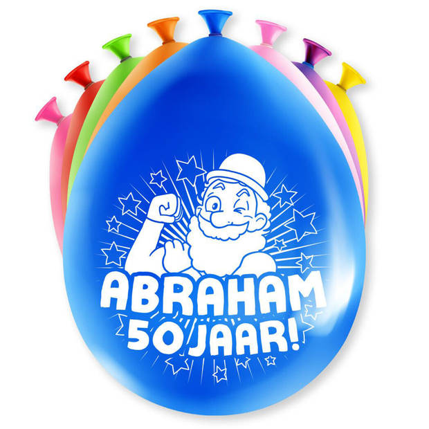 16x stuks Abraham/50 jaar feest ballonnen - diverse kleuren - latex - ca 30 cm - Ballonnen