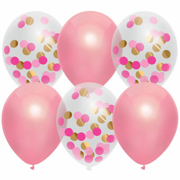 Feestversiering roze-mix thema ballonnen 18x stuks 30 cm - Ballonnen