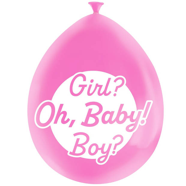 8x stuks Gender reveal party ballonnen - roze/blauw - latex - ca 30 cm - Ballonnen