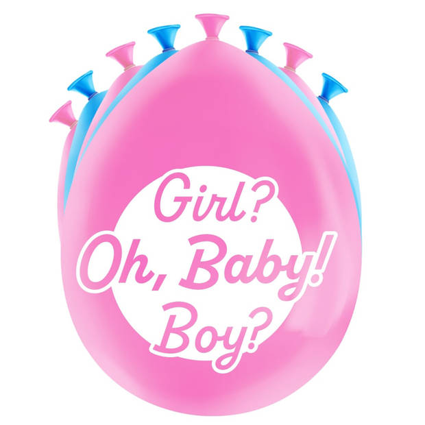 8x stuks Gender reveal party ballonnen - roze/blauw - latex - ca 30 cm - Ballonnen