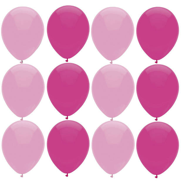 Ballonnen verjaardag/thema feest - 200x stuks - roze/donkerroze - Ballonnen